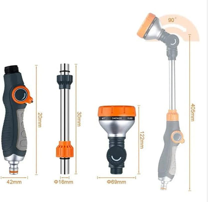 Hicks Ridge - Heavy Duty Watering Wand - 180° Rotating Head - 18-inch Metal Long Hose Nozzle Sprayer - Wand with Thumb Flow Control - Perfect for Hanging Baskets, Shrubs, Seedbed, Garden, and Lawn