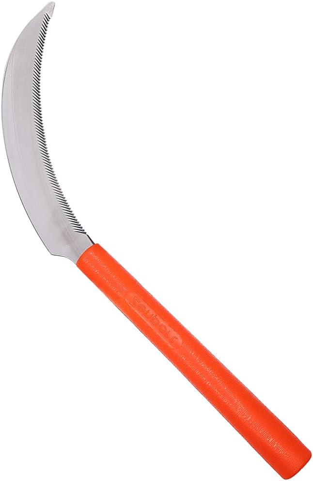 Zenport K208P Harvest Sickle with Plastic Handle, Light Serration, 6.5-Inch Stainless Steel Blade , Orange