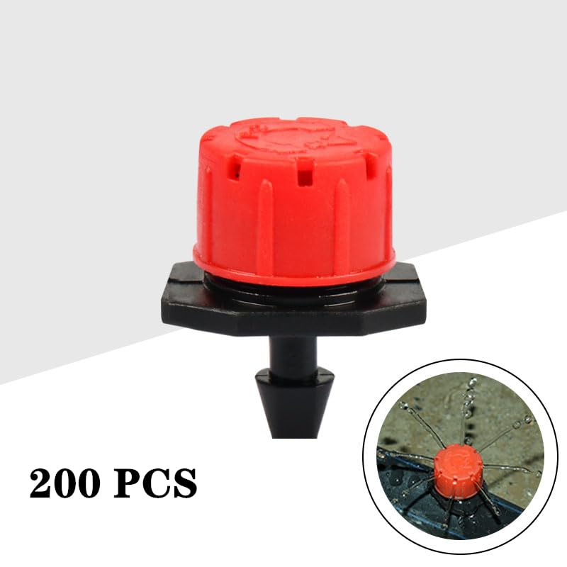 200Pcs 360 Degree Adjustable Irrigation Drippers Sprinklers, 1/4 Inch Emitters Drip for Watering System