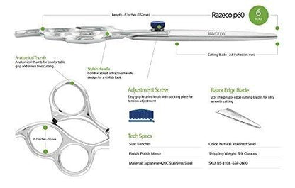 Suvorna 3-Hole Hair Scissors Professional - Right-Hand Barber Scissors for hair cutting - Hair Cutting Scissors to cut Hair - Hair shears for hair cutting - Hair shears for women and men