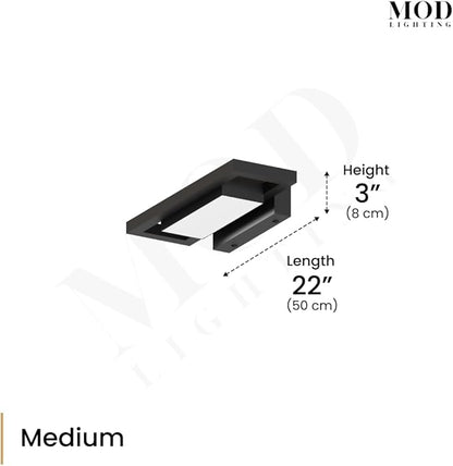 𝗠𝗢𝗗 𝗟𝗜𝗚𝗛𝗧𝗜𝗡𝗚 Brooklyn | Modern Outdoor Wall Lights LED, Exterior Wall Sconce Lights, Stainless Steel Outdoor Light Fixture, IP65 Waterproof Lights, 1 Pack (Black | Warm White | Medium 24")