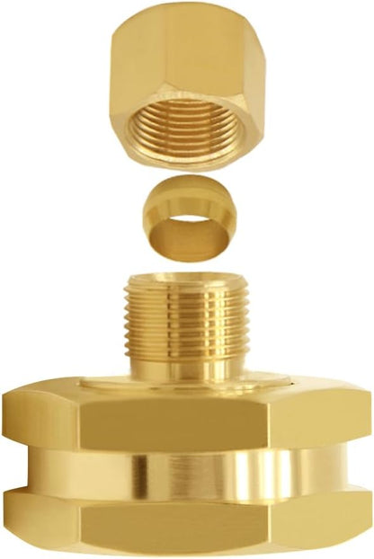 Joywayus Brass US Standard Faucet Adapter Convert 3/4" GHT Female Garden Hose Thread to 1/4" OD Compression Tubing Adapter (Pack of 2)