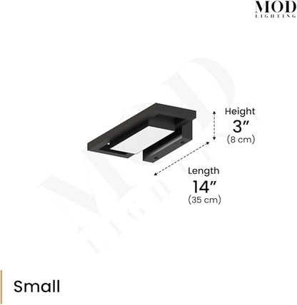 𝗠𝗢𝗗 𝗟𝗜𝗚𝗛𝗧𝗜𝗡𝗚 Brooklyn | Modern Outdoor Wall Lights LED, Exterior Wall Sconce Lights, Stainless Steel Outdoor Light Fixture, IP65 Waterproof Lights, 1 Pack (Black | Warm White | Small 14")