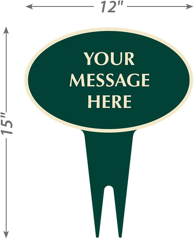 SmartSign Custom Designer Yard Stake Sign - Add Your Message, 12"x15" Oval Shape, 120 mil Aluminum Composite Sign w/Overcoat for Outside, Integrated Ground Stakes, Reflective Option, USA-Made