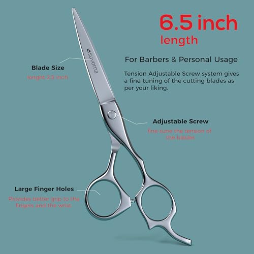 Suvorna Shears for Hair Cutting - Barber Scissors for Hair Cutting - Extremely Sharp Hair Cutting Scissors to Cut Hair - Made with 6.5" Stainless Steel with Key - Hair Shears for Women, Men and Adults