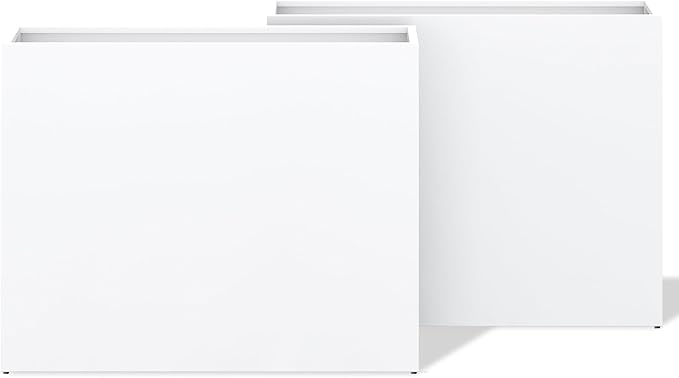 Set of 2 Outdoor Planters 38"W x 10.2"D x 30"H- Tall Rectangular Planters for Outdoor Patio/Porch, All-Weather with Anti-dumping Kit, Durable Galvanized Steel, Modern Design for Plants, Flower