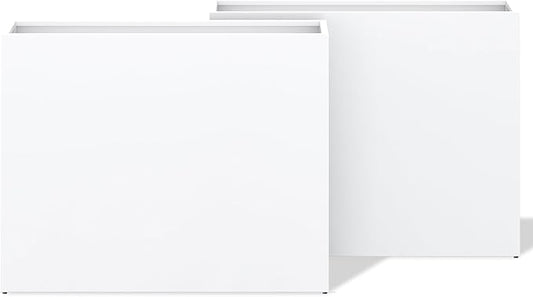 Set of 2 Outdoor Planters 38"W x 10.2"D x 30"H- Tall Rectangular Planters for Outdoor Patio/Porch, All-Weather with Anti-dumping Kit, Durable Galvanized Steel, Modern Design for Plants, Flower