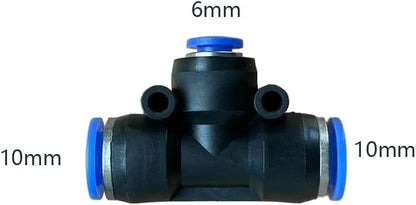 5 Pcs 10mm x 6mm x 10mm Pneumatic T Shaped 3 Way Tube Reducer Connector,Quick Push to Connect Tee Fitting