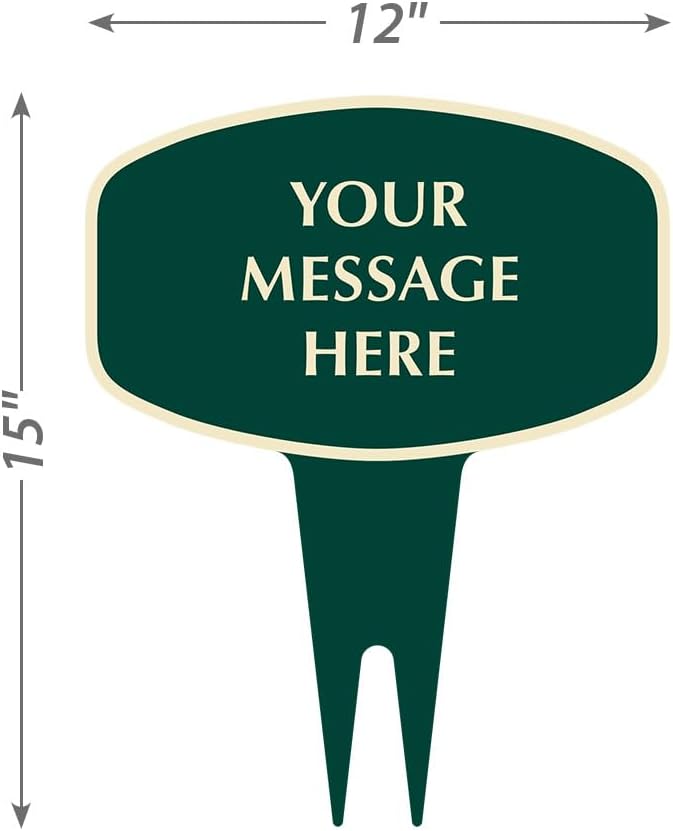 SmartSign Custom Designer Yard Stake Sign - Add Your Message, 12"x15", Square Oval Shape, 120 mil Aluminum Composite Sign w/Overcoat for Outside, Integrated Ground Stakes, Reflective Option, USA-Made