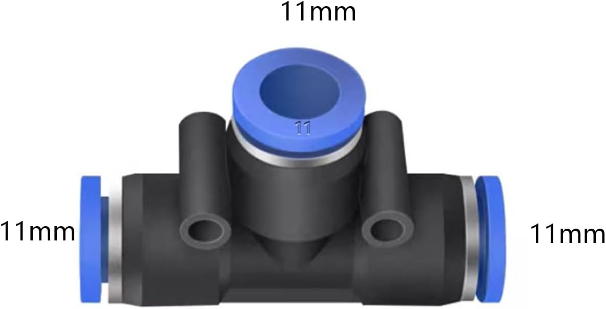 5 Pcs 11mm x 11mm x 11mm Pneumatic T Shaped 3 Way Tube Reducer Connector,Quick Push to Connect Tee Fitting