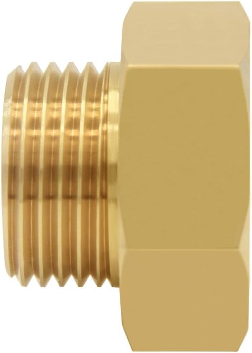Brass Garden Hose Adapter 3/4"GHT Male to 1"NPT Female Thread Reducer Water Hose Nipple Reducing Convert Pipe Fittings Connector