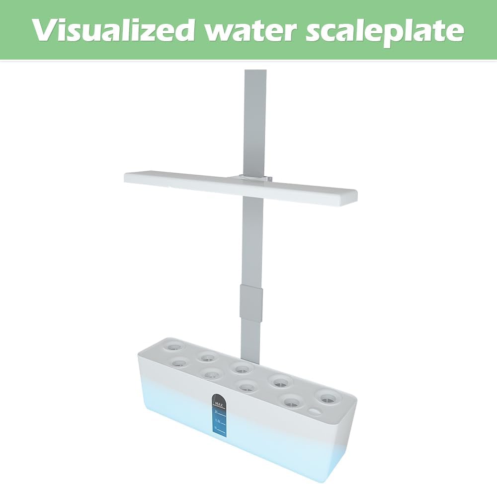 YUEWO 9 Pods Hydroponics Growing System Hydro Indoor Herb Garden Up to 27.5'' Plant Germination Kit with Pump System Grow Light for Kitchen Home Countertop Gardening