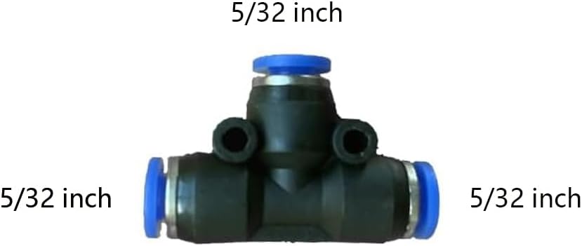 5 Pcs 5/32" x 5/32"x 5/32" Pneumatic T Shaped 3 Way Tube Reducer Connector,Quick Push to Connect Tee Fitting