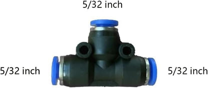 5 Pcs 5/32" x 5/32"x 5/32" Pneumatic T Shaped 3 Way Tube Reducer Connector,Quick Push to Connect Tee Fitting