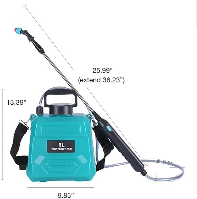 2Gallon Electric Watering Can, VidaGardening, Ideal for Pest Control, Watering, Fertilizer Sprayer, Chemical Sprayer, Car Washing, PE, 4hours Battery Life (2Gal Green)