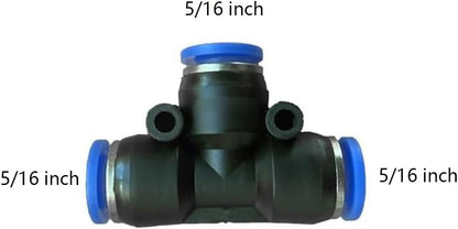5 Pcs 5/16" x 5/16"x 5/16" Pneumatic T Shaped 3 Way Tube Reducer Connector,Quick Push to Connect Tee Fitting