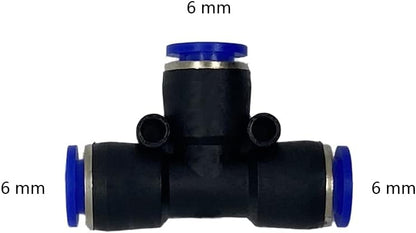 5 Pcs 6mm x 6mm x 6mm Pneumatic T Shaped 3 Way Tube Reducer Connector,Quick Push to Connect Tee Fitting