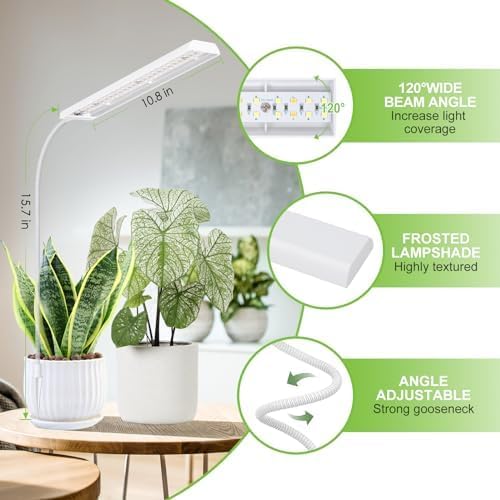 FOXGARDEN Grow Light for Indoor Plants Growing, Full Spectrum Gooseneck Plant Light for Indoor Plants,52 LED Bright Grow Lamp with Auto On/Off Timer 4/8/12H, 4 Dimmable Brightness, 2 Pack