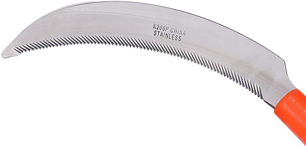Zenport K208P Harvest Sickle with Plastic Handle, Light Serration, 6.5-Inch Stainless Steel Blade, Orange (3)