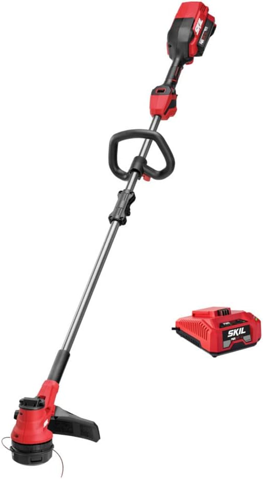 SKIL PWR CORE 40 Brushless 40V 15'' String Trimmer Kit with Smart Load Includes 2.5Ah Battery and Auto PWR Jump Charger- LT4832C-11