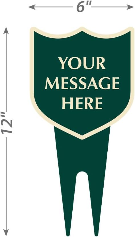 SmartSign Custom Designer Yard Stake Sign - Add Your Message, 6"x12", Vintage Shield Shape, 120 mil Aluminum Composite Sign w/Overcoat for Outside, Integrated Ground Stakes, Reflective Option, USA-Made