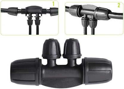 10PCS 1/2 Inch to 1/4 Inch Tubing Irrigation Fittings for (1/2'' ID x 0.60''-0.63'' OD) 16mm Drip Tubing,Locked Barbed Tee Connectors, Anti-Drop Straight Tee for Irrigation Tubing (4 Way)