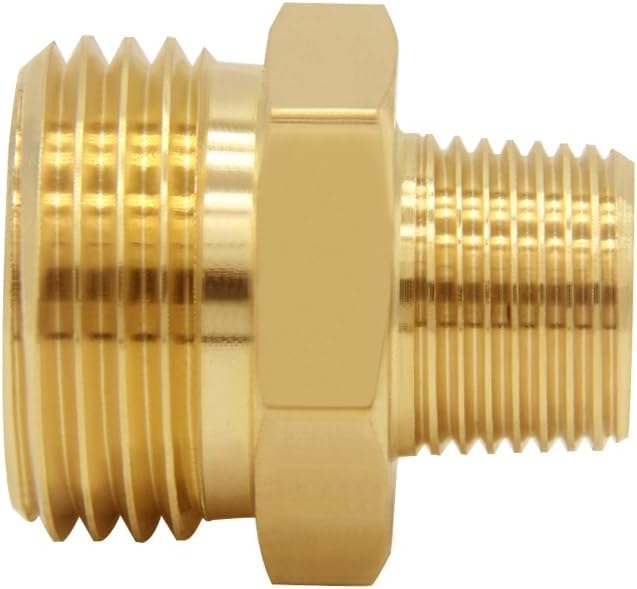 2PCS Brass Garden Hose Adapter 3/4"GHT Male to 3/8"NPT Male Thread Reducer Water Hose Nipple Reducing Convert Pipe Fittings Connector