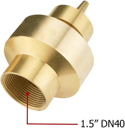 Hooshing Brass Fountain Nozzle 1.5" DN40 Column Water Spray Nozzles Sprinkle Spary Heads Spring Outdoor Garden Pond Park