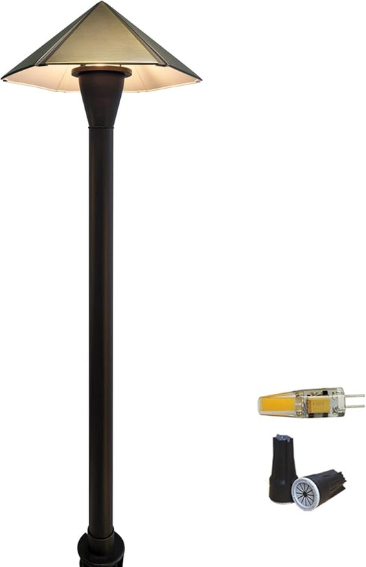 COLOER 12V Brass Outdoor Low Voltage Garden Path Lights for Outside(Bronze,23.2" Tall, 7.9" Shade) with 2W 2700K G4 LED Bulb(605B)