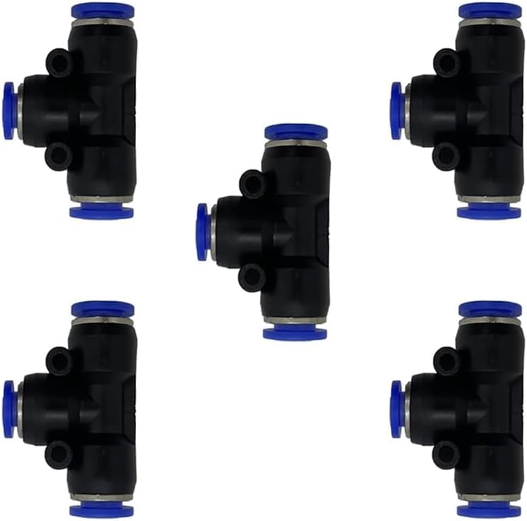 5 Pcs 1/8" x 1/8"x 1/8" Pneumatic T Shaped 3 Way Tube Reducer Connector,Quick Push to Connect Tee Fitting
