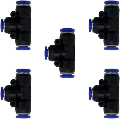 5 Pcs 1/8" x 1/8"x 1/8" Pneumatic T Shaped 3 Way Tube Reducer Connector,Quick Push to Connect Tee Fitting