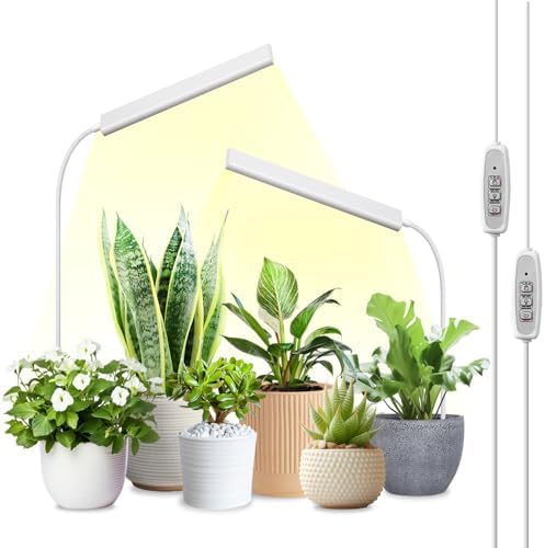 FOXGARDEN Grow Light for Indoor Plants Growing, Full Spectrum Gooseneck Plant Light for Indoor Plants,52 LED Bright Grow Lamp with Auto On/Off Timer 4/8/12H, 4 Dimmable Brightness, 2 Pack