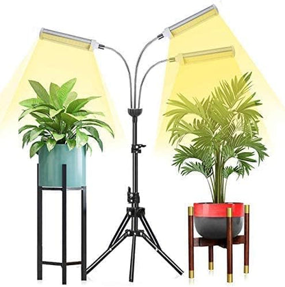 Plant Grow Light，Grow Light for Indoor Plants with 20-60'' Height Adjustable- Full Spectrum Timer, 3 Switch Modes, Adjustable Tripod Stand & Gooseneck for Larger Plants (Tri Heads)