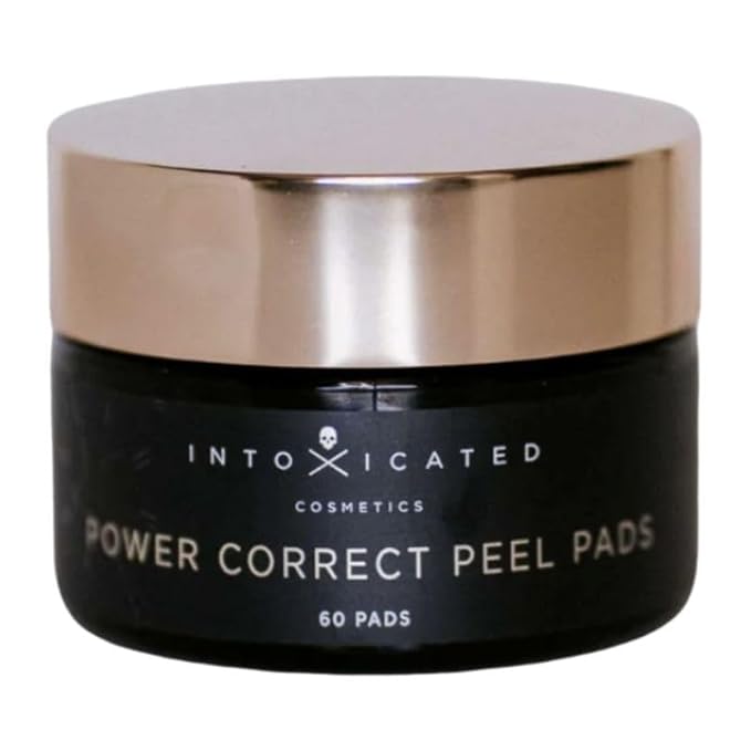 Intoxicated Cosmetics Power Correct Peel Pads - Alpha and Beta Hydroxy Acid Exfoliating Treatment for Fine Lines and Wrinkles - Brightening Pads with Niacinamide and Green Tea Extract for Radiant Skin