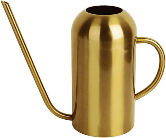 Watering Can Indoor Plants, 50 oz/1500 ml Metal Stainless Steel Watering Can Pot with Long Spout for Indoor House Plants Bonsai Outdoor Garden Flower Decorative(Copper) (Gold)