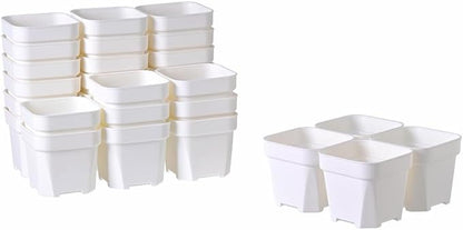 BangQiao 30 Pack 4.15 Inch White Plastic Square Nursery Seedlings Pot for Succulent, Cutting, Transplanting