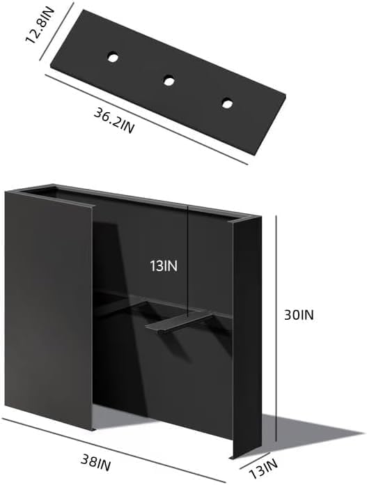 38" L x 13" W x 30" H Metal Tall Rectangular Planter - Large Planter Box for Outdoor Patio/Porch Modern Design for Plants, Flowers, Garden,Spliced Flower Pot (Black)