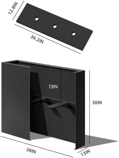 38" L x 13" W x 30" H Metal Tall Rectangular Planter - Large Planter Box for Outdoor Patio/Porch Modern Design for Plants, Flowers, Garden,Spliced Flower Pot (Black)