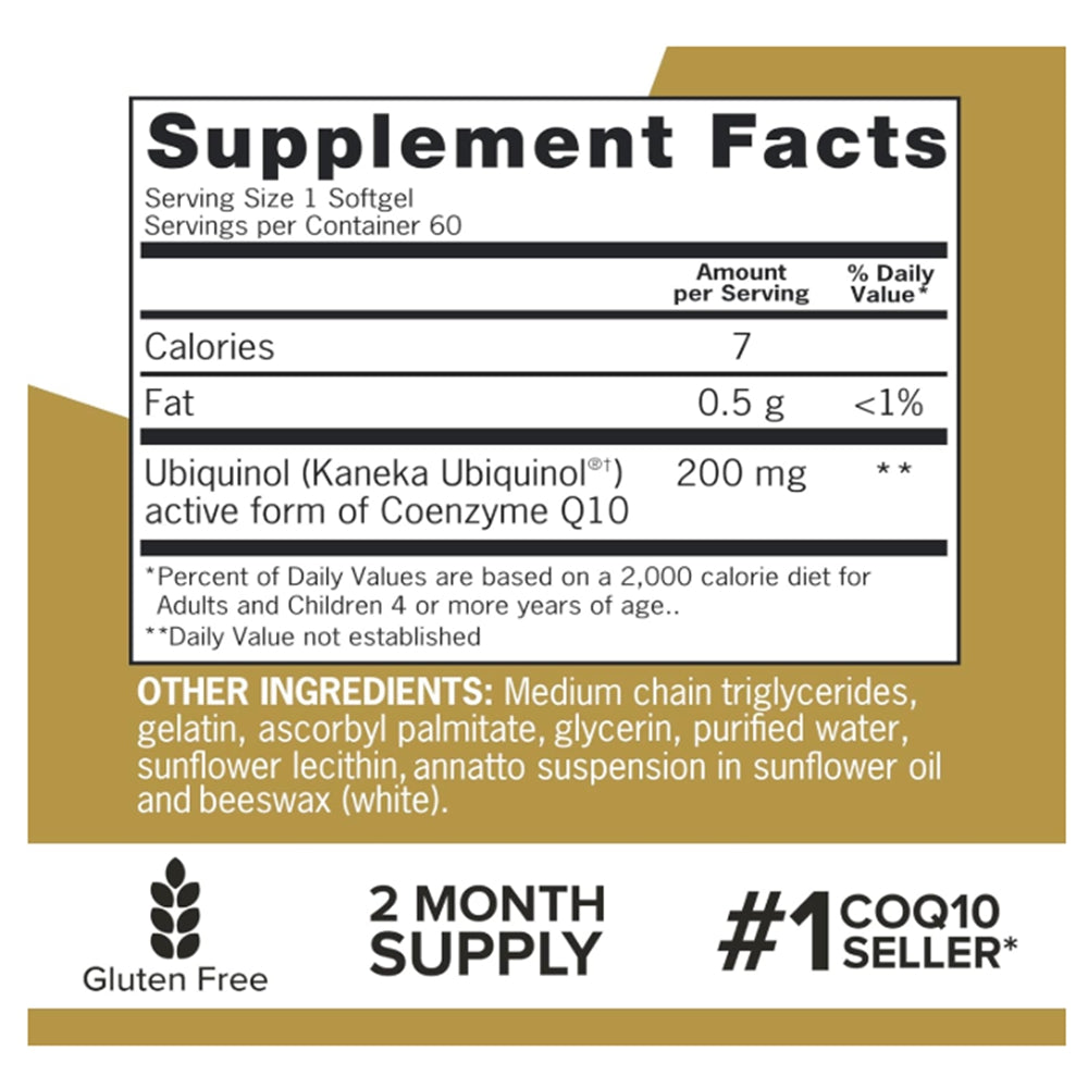 Qunol Ubiquinol CoQ10 200mg Softgels - 60 Count