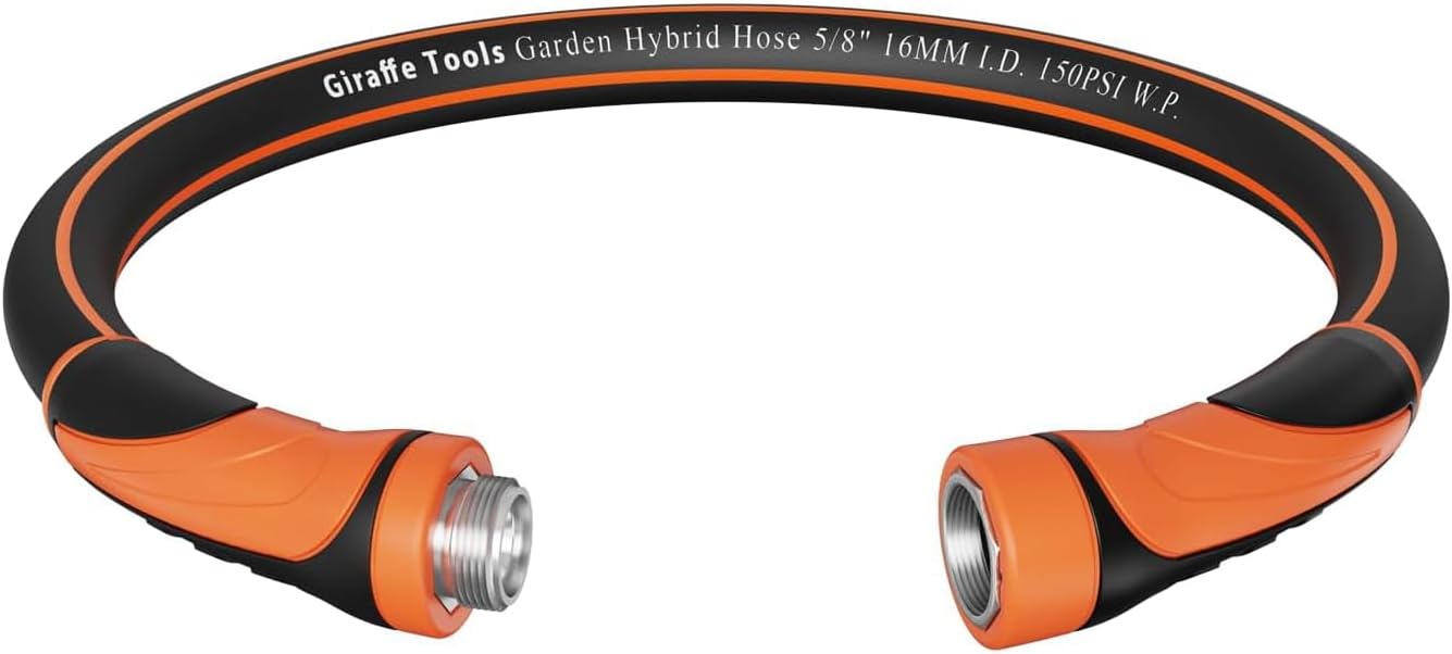 Giraffe Tools Short Leader Hose 3ft x 5/8", Heavy Duty Garden Water Hose, Flexible & Lightweight Hybrid Hose with Swivel Handle, Male to Female Fittings