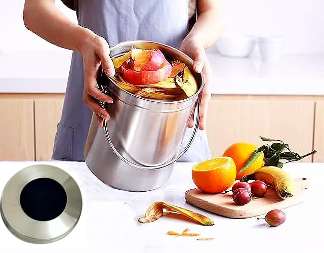 Kitchen Compost Bin Charcoal Filter 7.25 Inch Diameter Extra Thicker & Bigger-Over 3 Years Supply- Longer Lasting Activated Charcoal Odor Trapping Filters (0.4inch/10mm Thickness), Round (6 Pack)