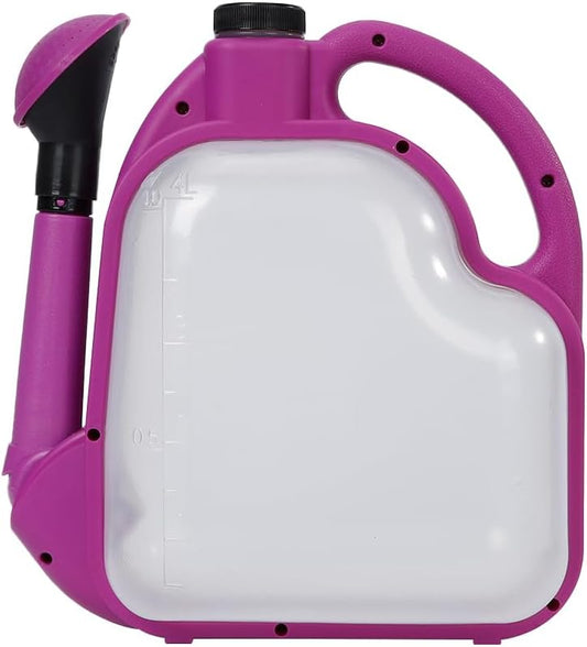 4L Foldable Clear Plastic Watering Can with Rotating Nozzle Long Spout Ideal for Indoor and Outdoor Gardening -Purple