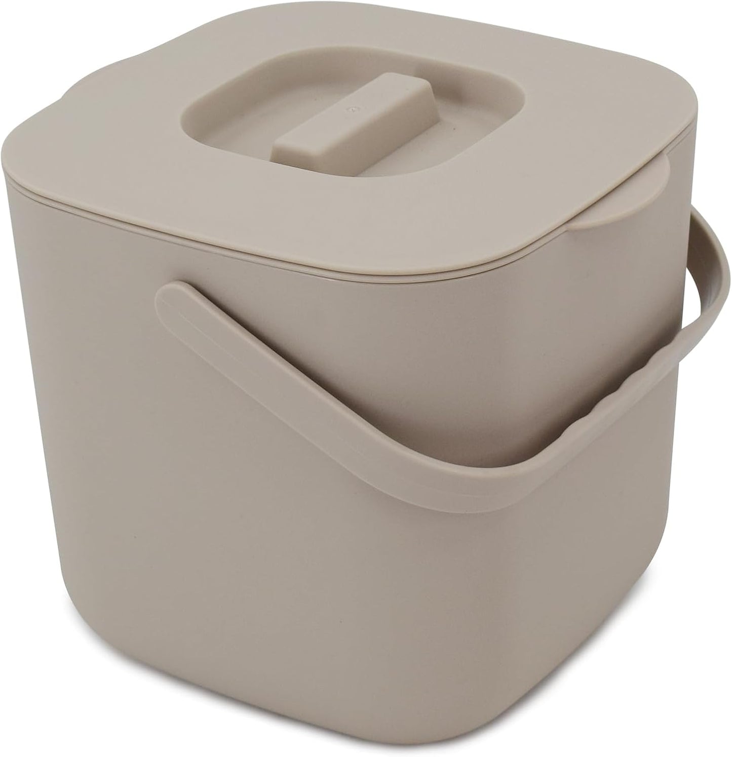Stylish Kitchen Compost Bin- 1.85 Gal/ 7L Countertop Compost Bin with Lid, Inner Sieve for Separating Liquid from Food, Easy to Clean (Khaki, 1.85GAL)