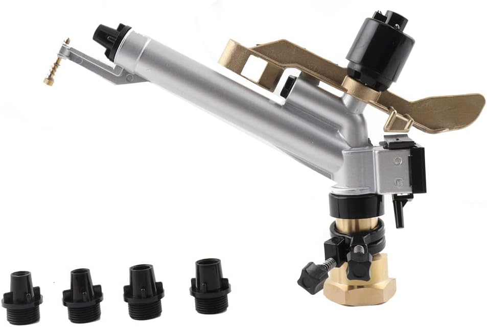 1.5'' Agriculture IrrigationSprinkler Gun Sprinkler Large-Area Irrigation Spray Gun Tool Garden Farm Watering Sprinkler 360° Adjustable Watering for Farms, Orchards, Tea Gardens, Forestry