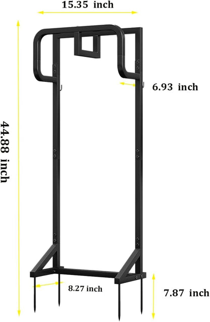 AZERPIAN Garden Hose Holder Detachable Hose Holder Freestanding Heavy Duty Metal Hose Reel Stand Water Hose rack For Outside (Black, 15.35 * 7.09 * 44.88)