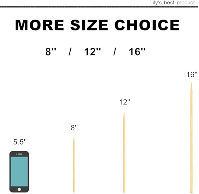 HOPELF 50 Pack 16" Bamboo Plant Stakes for Wood Garden Sticks，Wooden Indoor Gardening Floral Potted Plant Support，Crafts, More Size Choices 8"/12"/16"