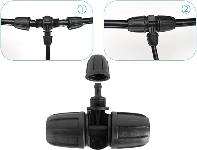 10PCS 1/2 Inch to 1/4 Inch Tubing Irrigation Fittings for (1/2'' ID x 0.60''-0.63'' OD) 16mm Drip Tubing,Locked Barbed Tee Connectors, Anti-Drop Straight Tee for Irrigation Tubing (3 Way)