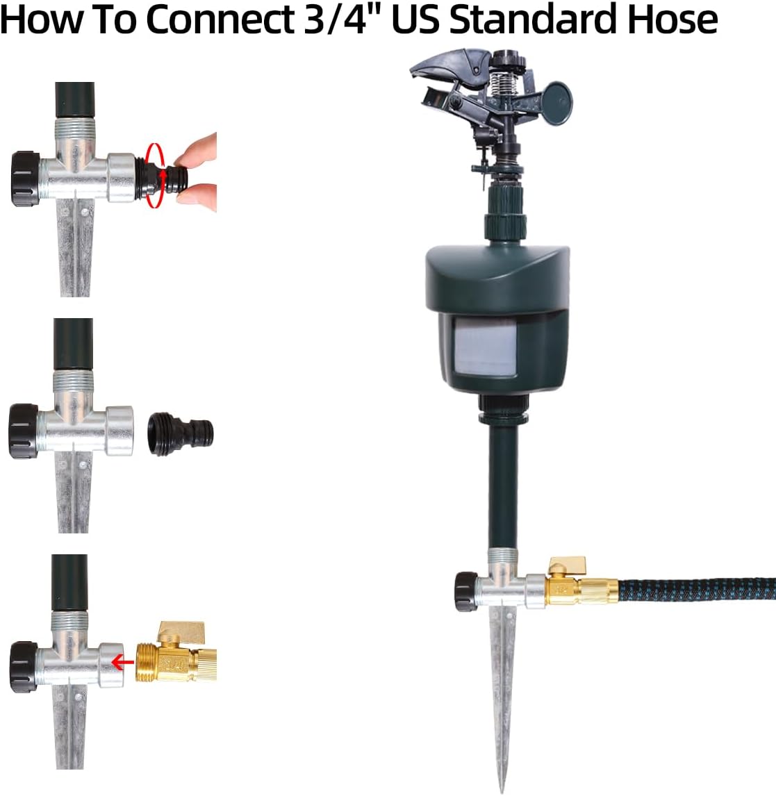 Motion Activated Sprinkler to Deter Animal Cat, Birds, Dogs Repellent Outdoor Lawn Motion Sensor Water Sprinkler for Garden 2 Pack