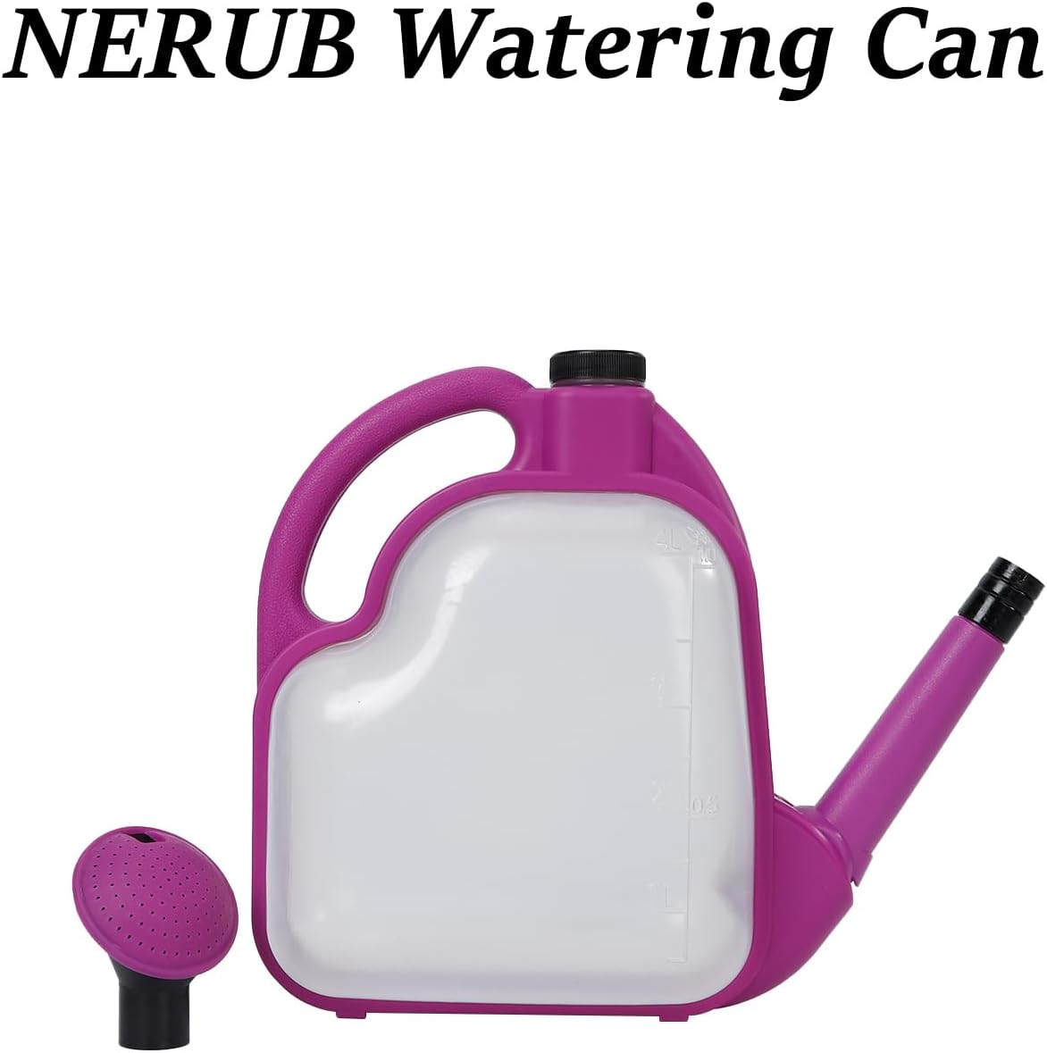 4L Foldable Clear Plastic Watering Can with Rotating Nozzle Long Spout Ideal for Indoor and Outdoor Gardening -Purple