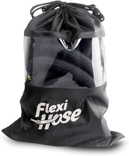 Flexi Hose PLUS with 8 Function Nozzle Expandable Garden Hose, Lightweight & No-Kink Flexible Garden Hose, 3/4 inch Solid Brass Fittings and Double Latex Core, 75 ft Black